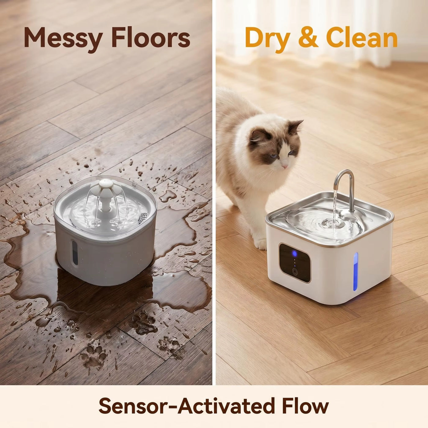 Professional Antimicrobial Mute Smart Pet Water Dispenser Wireless Battery 4L Large Capacity Cat Drinking Fountain Stainless