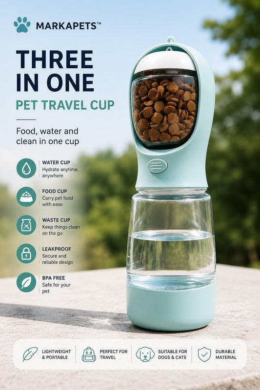 MarkaPets™ 3-in-1 Travel Pet Bottle
